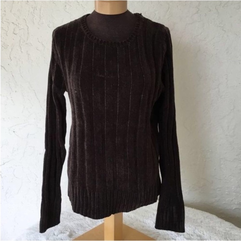 Carolyn Taylor brown chenille long sleeve sweater Woman’s petite XL